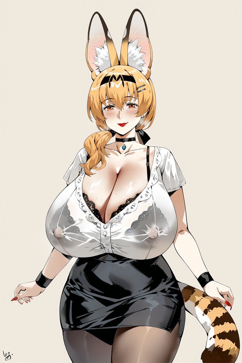 Pencil Skirt, Pantyhose, Erect Nipples Hentai AI Porn