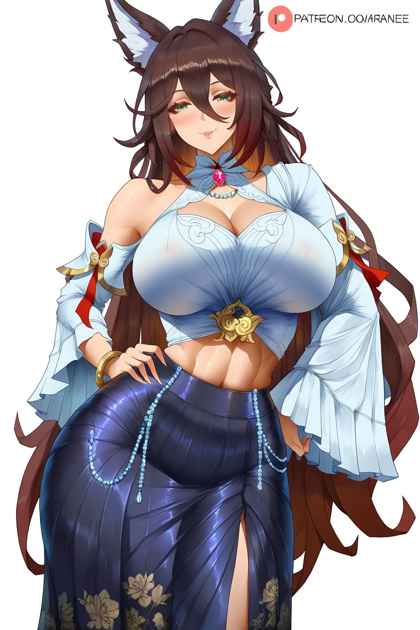 Medium Breast, Fox Ears, One Shoulder Bare Hentai AI Porn