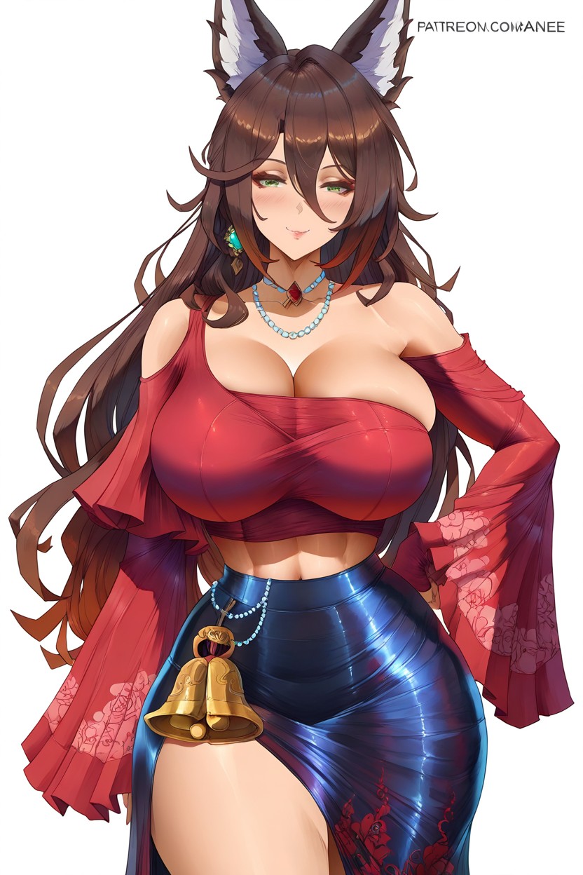 25+, Wearingnavy Red Satin Off-shoulder Top With Asymmetric Draping, Girl Hentai AI Porn