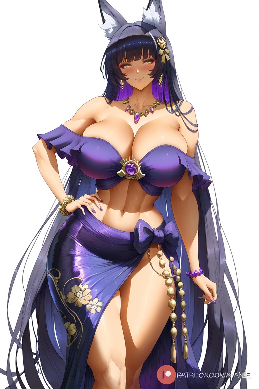 Bare Neck, White Background, Naturally Heavy Breasts Hentai AI Porn