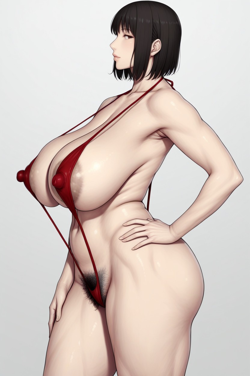 Side View, High Resolution, Sagging Slingshot Bikini Hentai IA