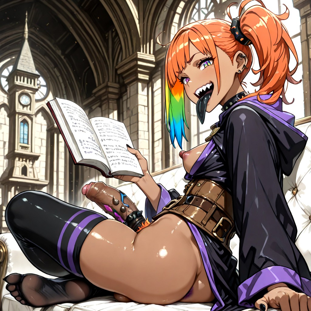 Nipple Bulge, Fangs, Rainbow Eyes Hentai AI Porn