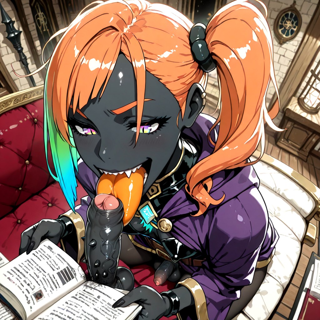 Studying, Messy Hair, Massive Tongue Hentai IA