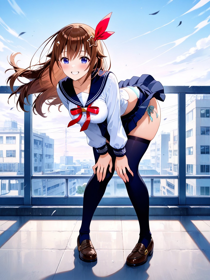 Loafers, Five Fingers, Wearing Black Pleat Skirt Hentai AI Porn