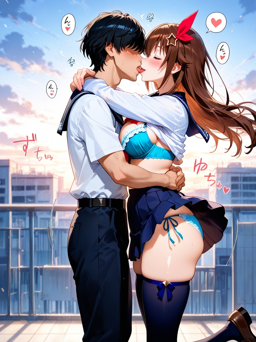 Male Hugging Both Arms Around Back, Perfect Anatomy, French Kiss Hentai AI Porn