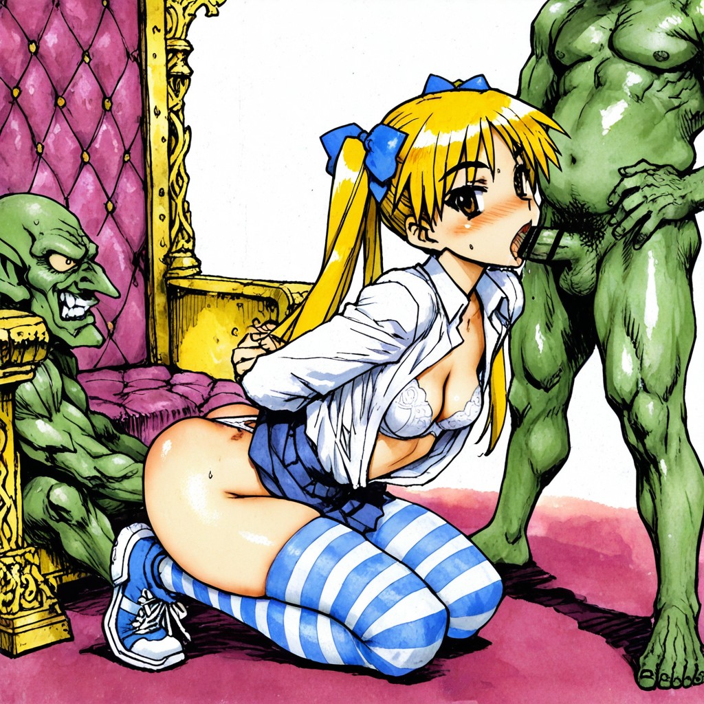 Blowjob To Half Size Creature Toon King Goblin, Beauty Blonde Hair Tender Anzu, Bra Porno IA Hentai