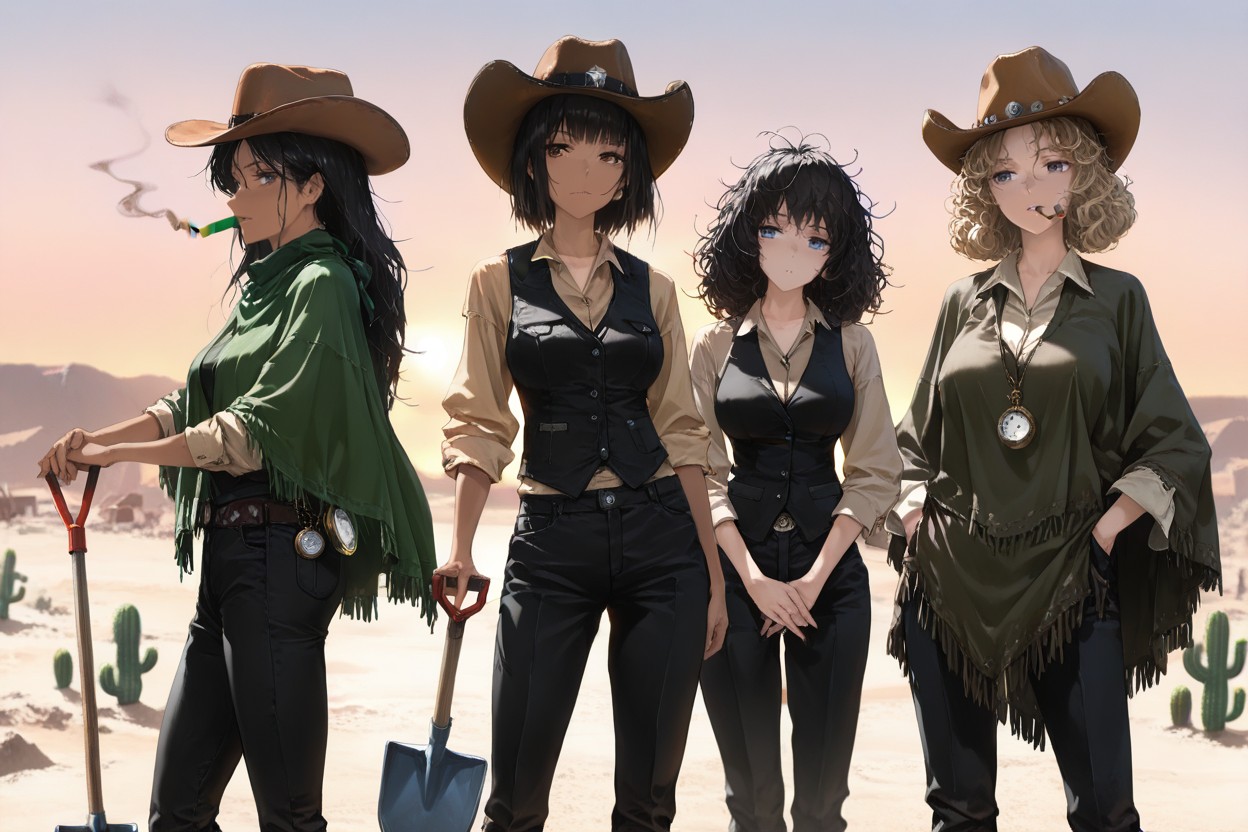 Cowboy Hat, Dark Brown Eyes, Bokeh Hentai IA