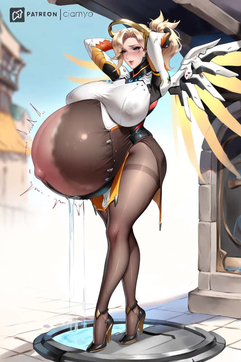 Transparent Pantyhose, Mercy From Overwatch Cosplay, 18+ Hentai AI Porn