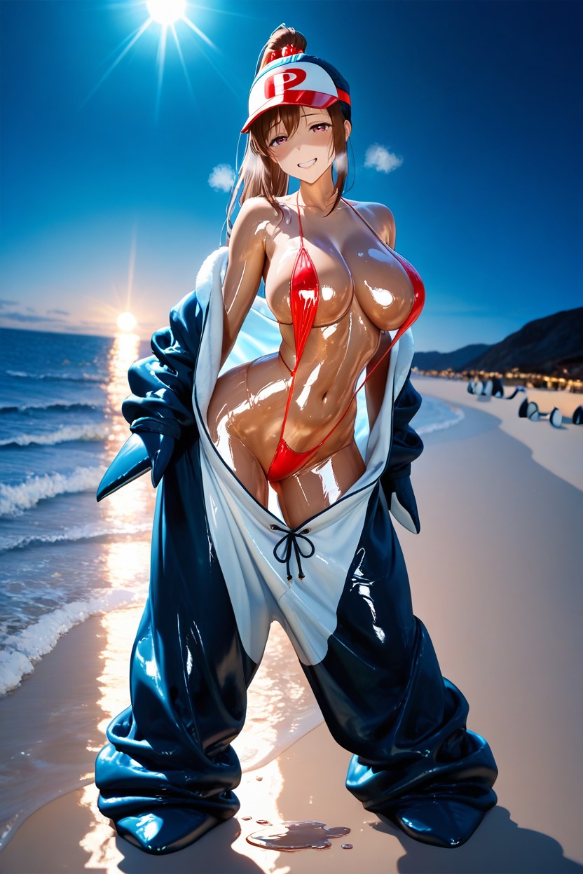 Oiled Skin, Beautiful Lighting And Shading, Detailed Oiled Skin Hentai IA