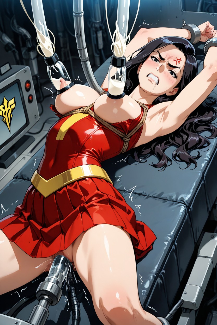 Bdsm, Dark Black Hair, Red Upper Bodice Porno IA Hentai
