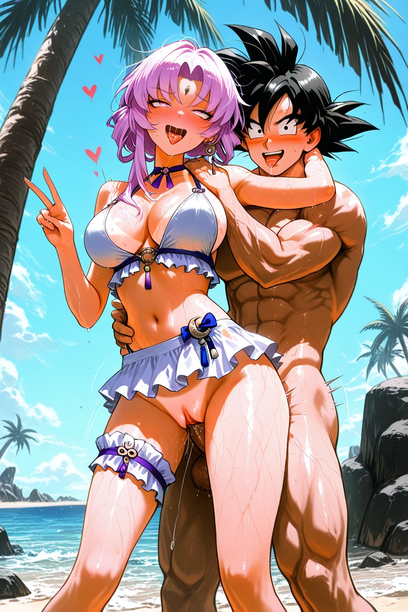 Medium Ass, Goku Standing From Behind Her, Goku With An Evil Smile ヘンタイAIポルノ