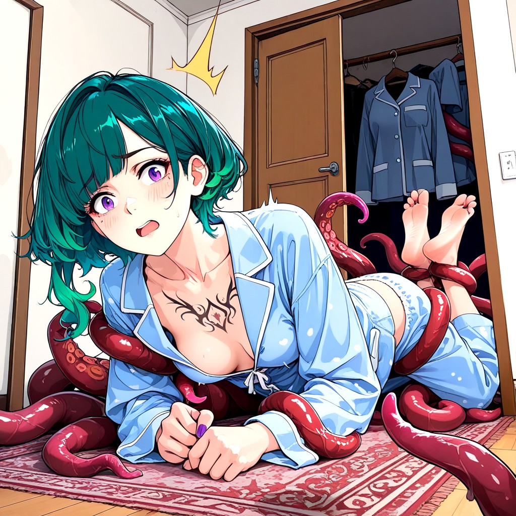 Shag Haircut, Leg Tattoos, Tentacles Around Legs Porno IA Hentai