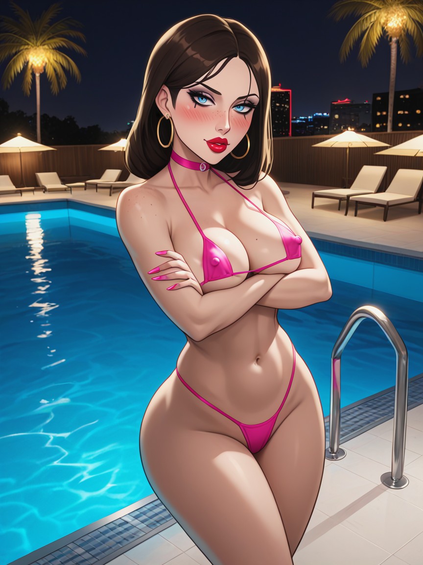Freckles, Corto, Micro Bikini Hentai IA