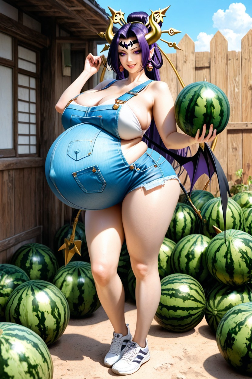 Holding Watermelon, Debout, Breasts Pushup Porno IA Hentai