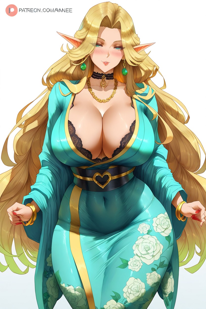 Oversized, Green Emerauld Eyes, A Highly Detailed Jade Earring Hentai AI Porn