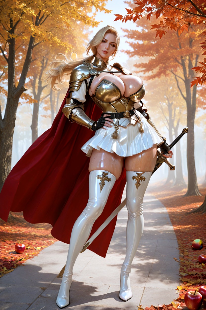 Red And Gold Cape And Loincloth, Ponytail, High Resolution Hentai IA