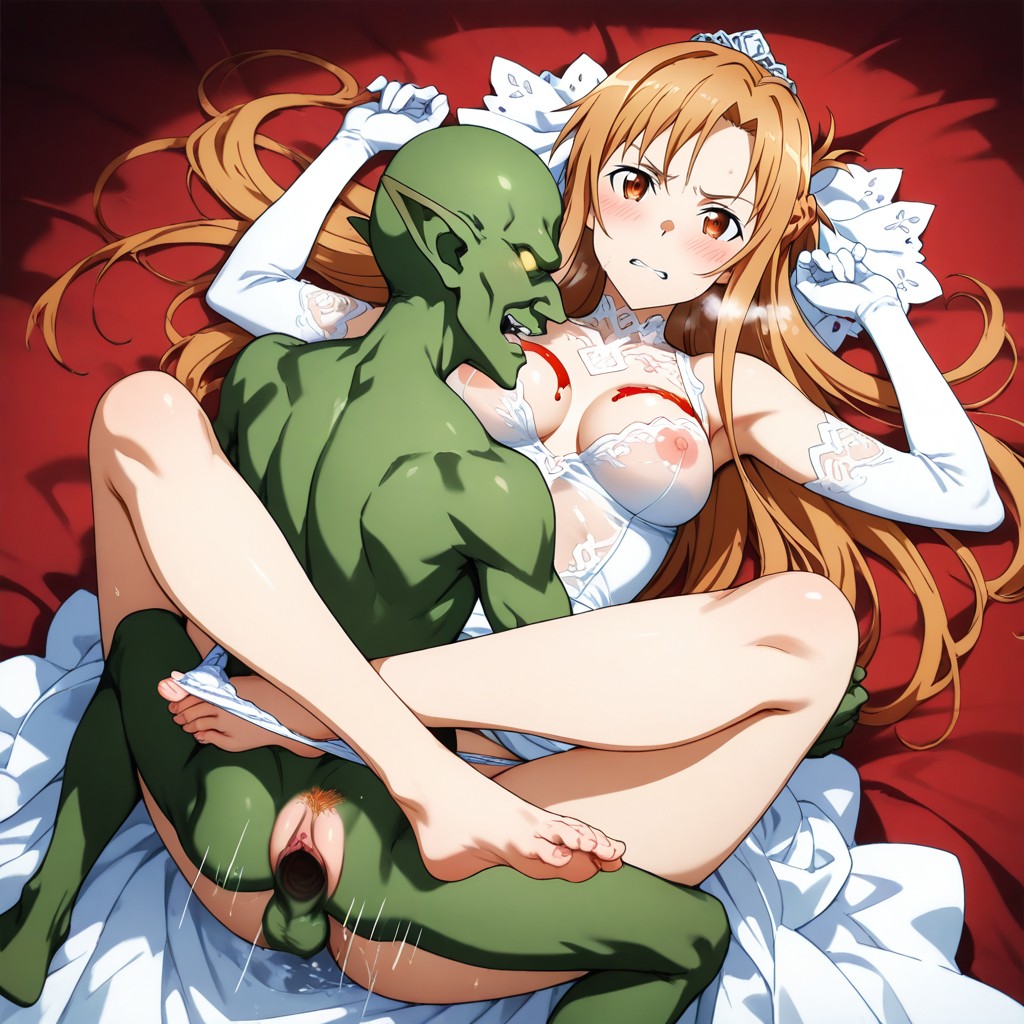High Angle, Goblin Grab Asuna Breast, Perfect Ass Hentai IA