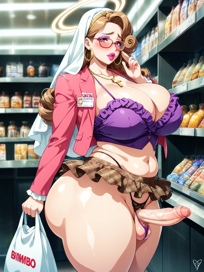 Bare Stomach, Fat, Highleg Frilly Black Minithong Hentai AI Porn