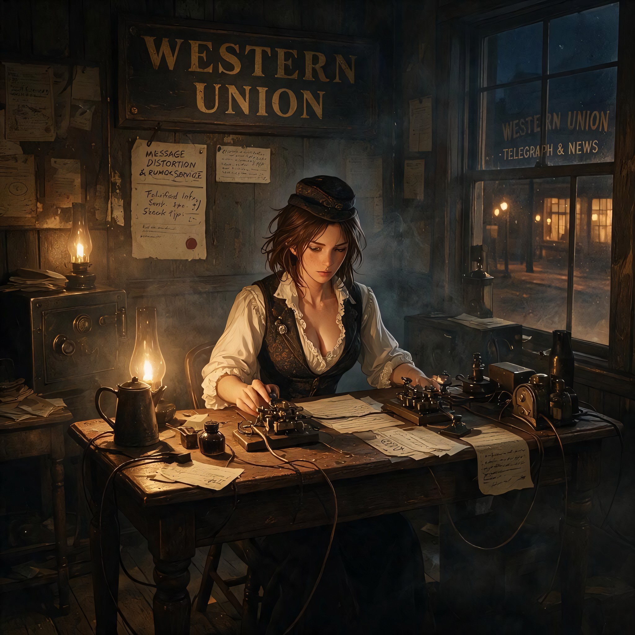 Pechos Masivos, Dressed In A Period Vest, Rugged Female Telegrapher Hentai IA