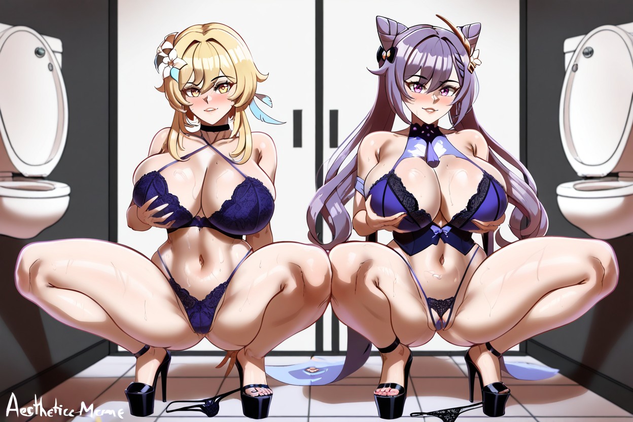 Duo, Full Body View, Lace Panties Hentai AI Porn