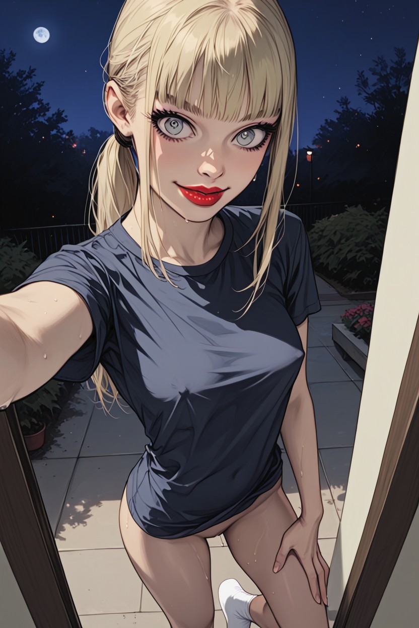 On Towel, Fringe, Grey Eyes Hentai IA