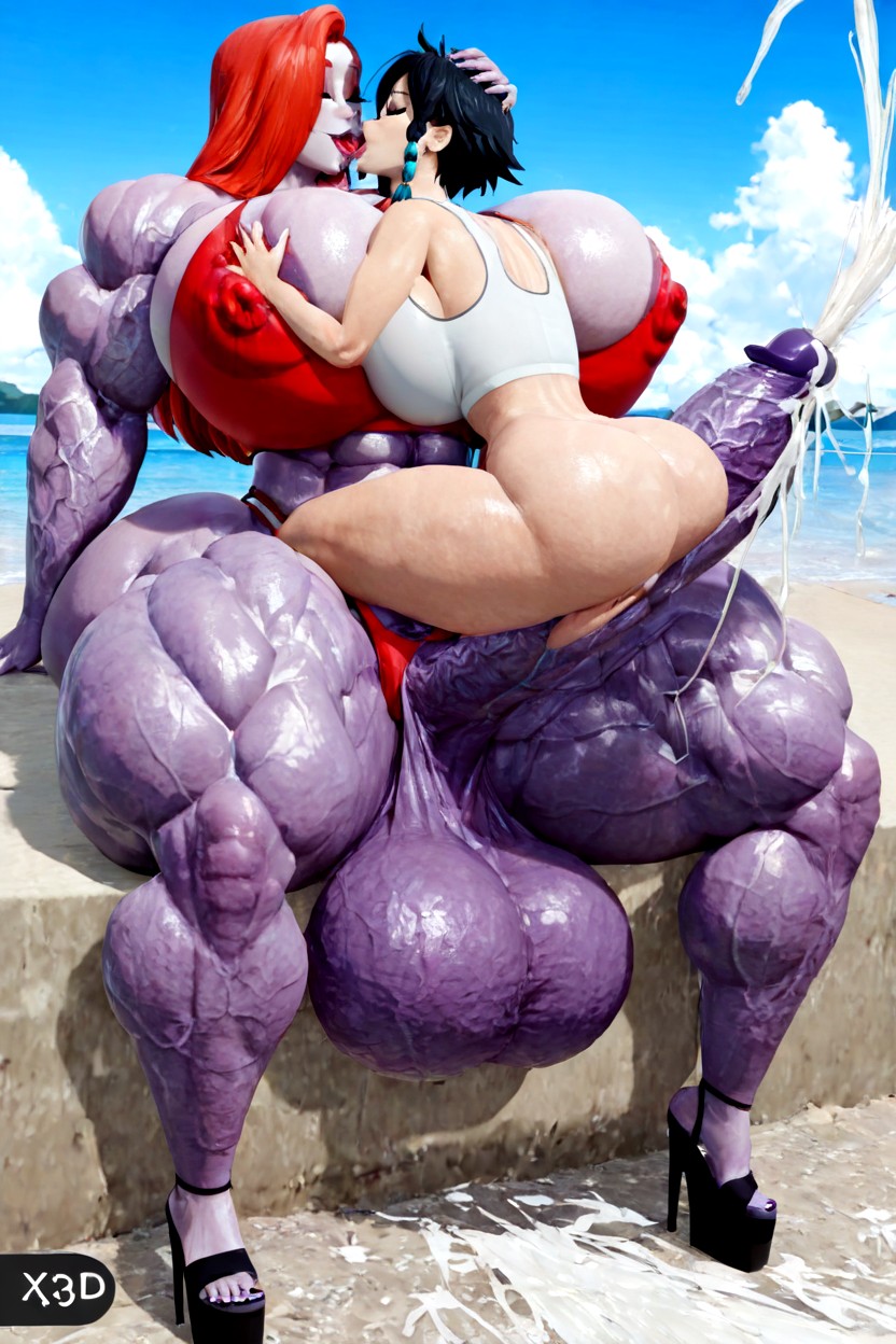 Gigantic Huge Hyper Muscle Cock, Front View, Hyper Massive Abs Hentai IA