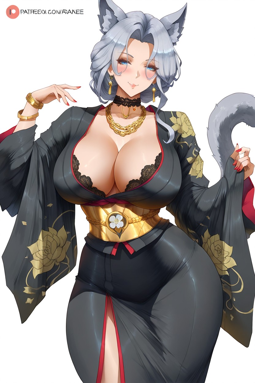 Cinching Her Waist, Culo Mediano, Blue Eyes Hentai IA