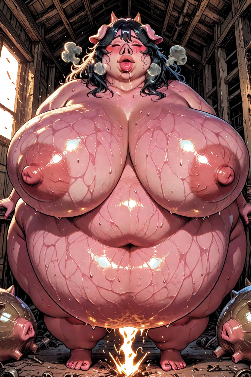 Double Chin, Sweaty, Colossal Breast Hentai AI Porn