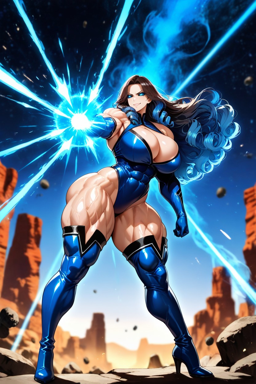 Evil, Tall, Sapphire Blue Gloves Hentai AI Porn