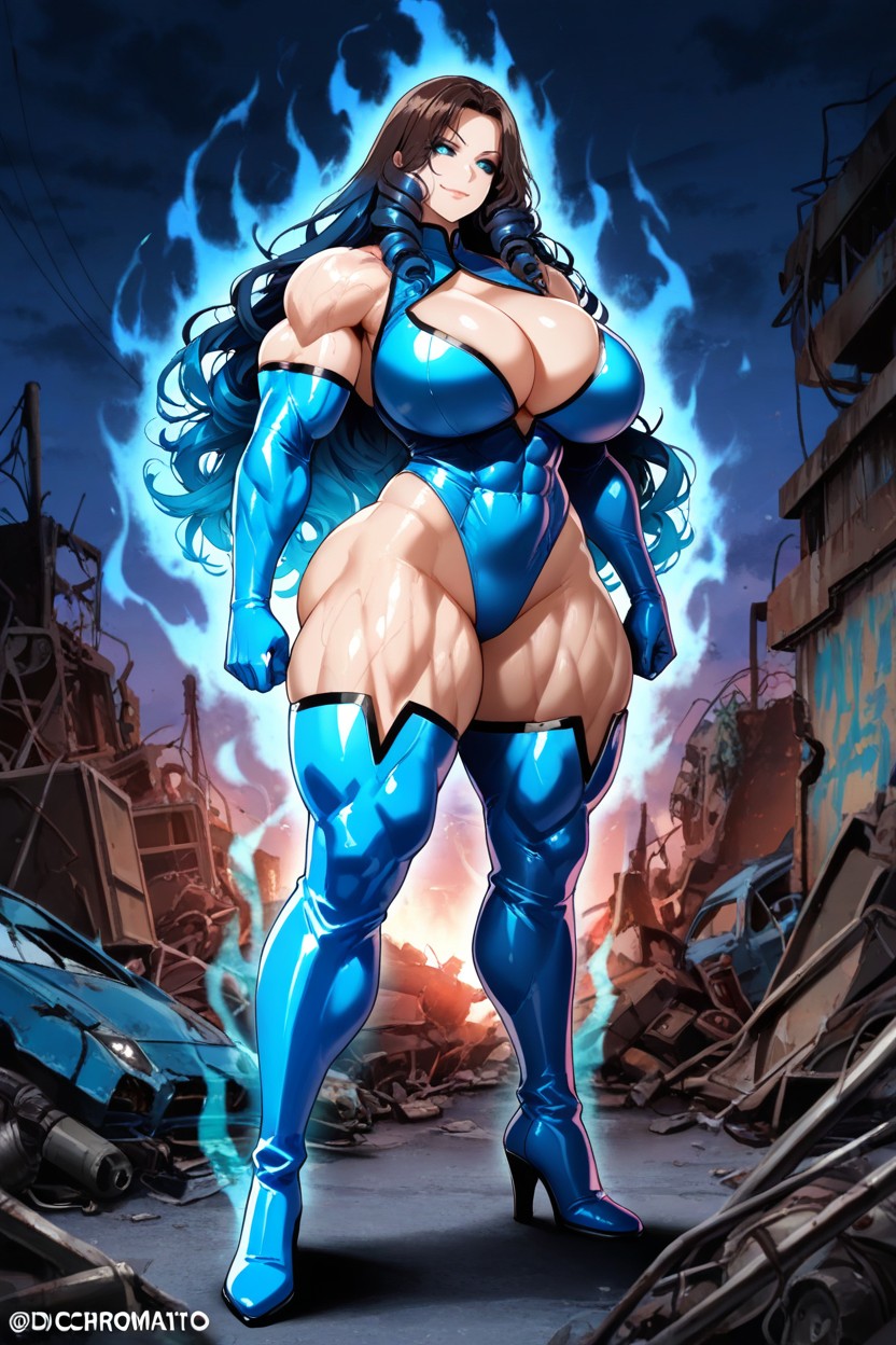 Rounded Breasts, Very Long Boots, Straight Back Hentai IA