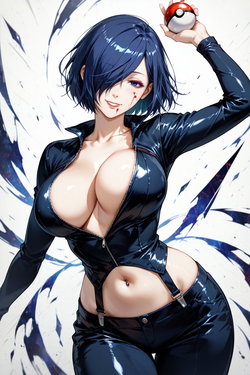 Bob Haircut, Right Eye Covered By Hair, Detailed Face Hentai AI Porn