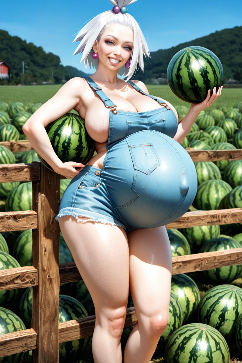 Looks At The Viewer, Holding Watermelon Under Her Arm, Watermelons Growing In The Beds Hentai IA