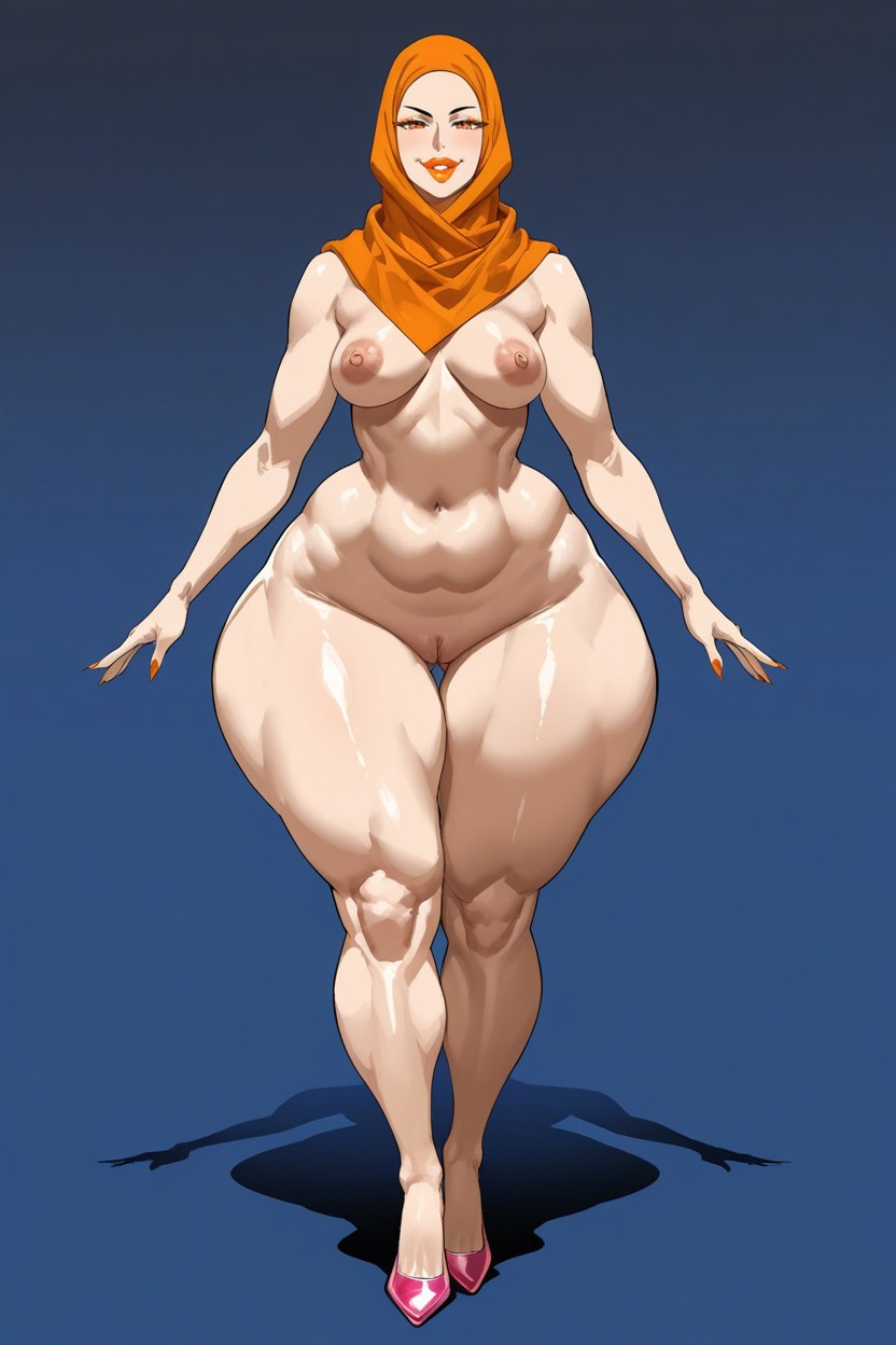 Orange Lipstick, Gigantic Ass, Full Body Hentai AI Porn