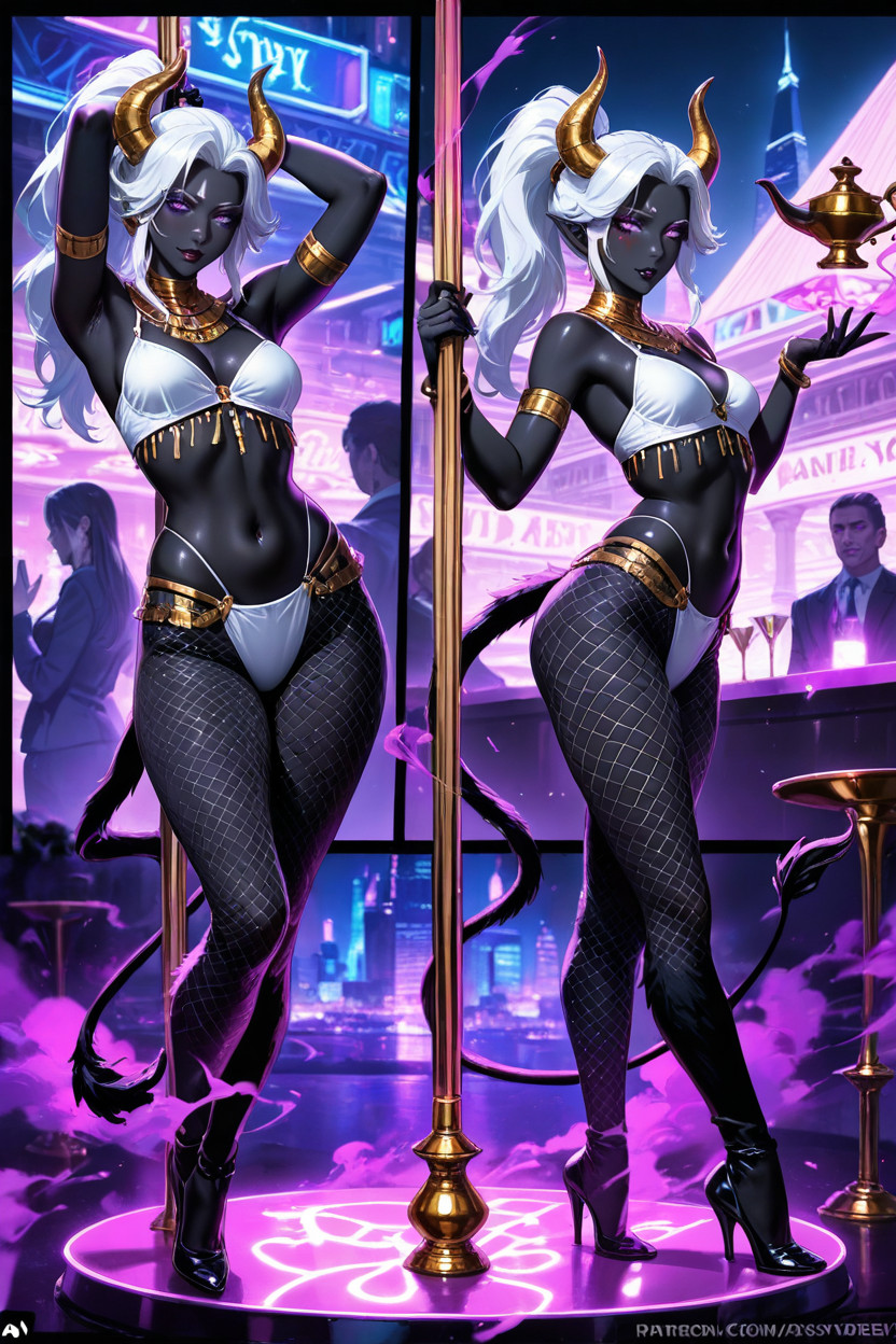 Full Body, 1 Persona, Color Smoke Coming Out Of The Genie Lamp Hentai IA