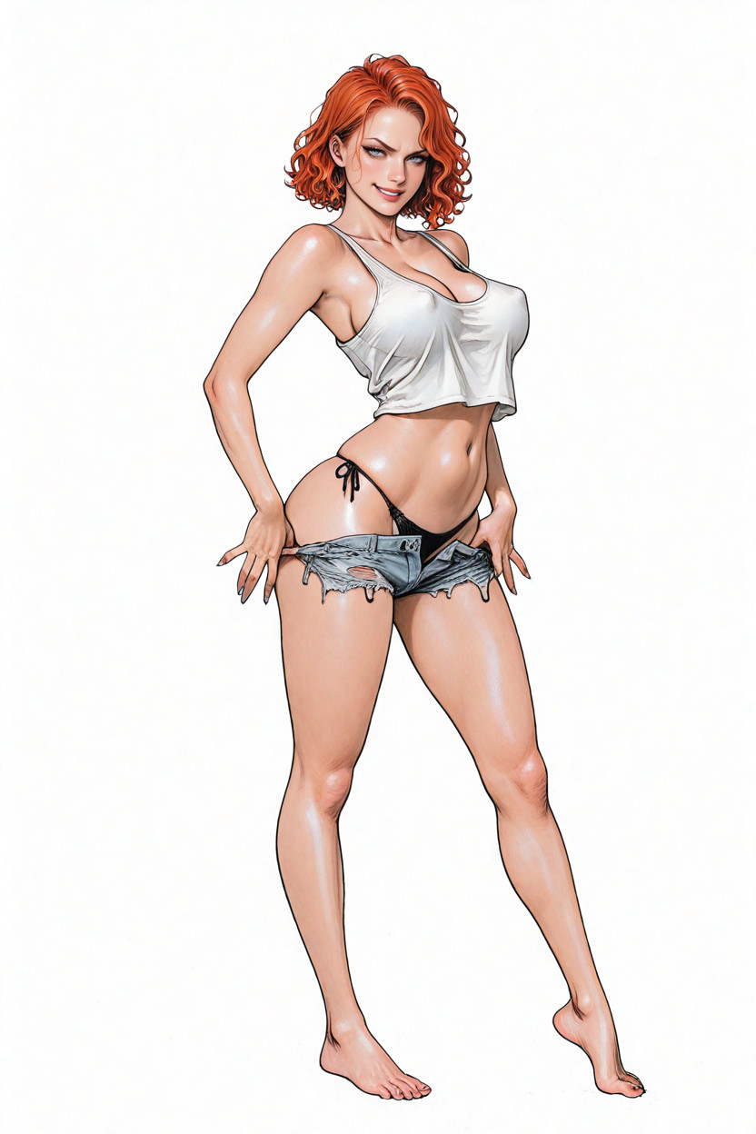 Red Hair, Light Blue Eyes, Nude Hentai KI Porno