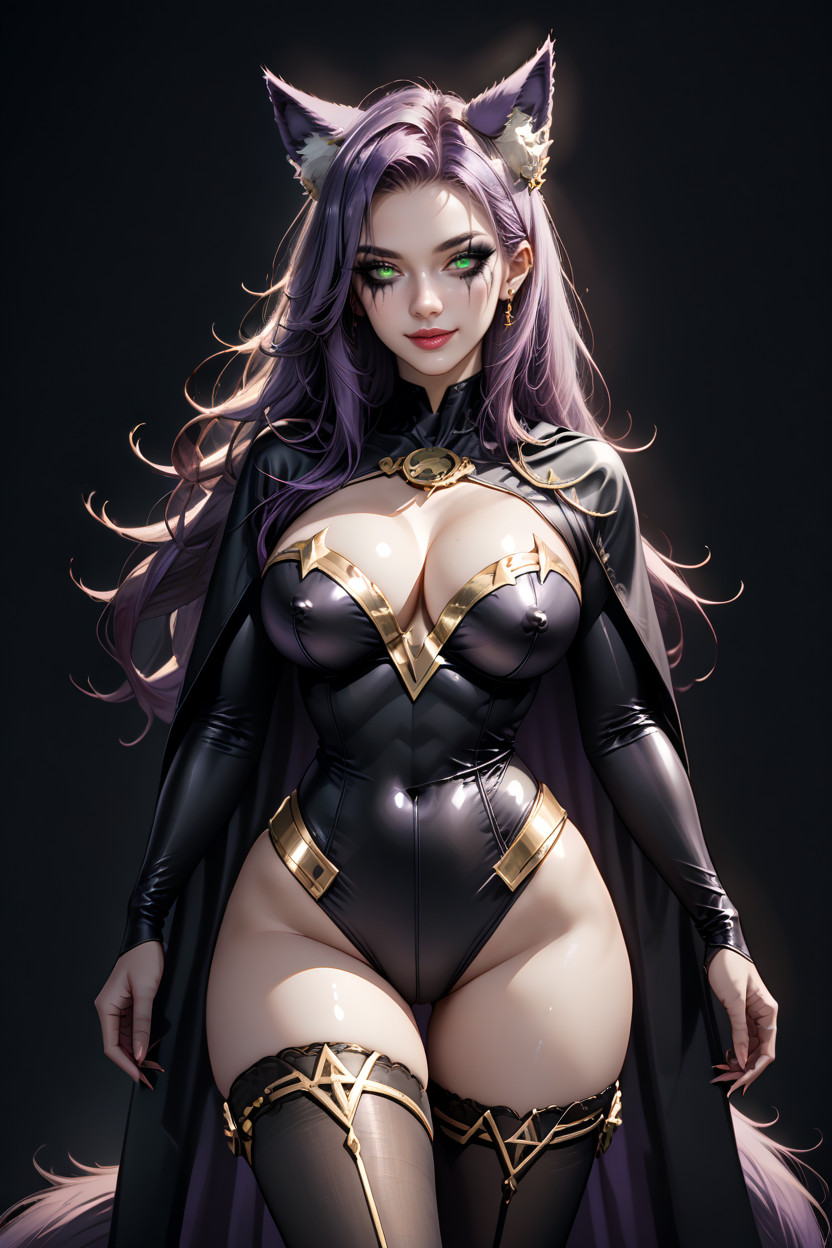 Tall Nylon Stockings, Blank Black Background, Runway Figure Hentai IA