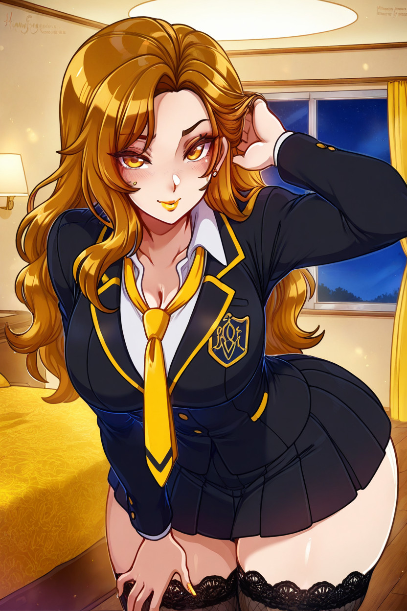 Wavy Hair, Hogwards Uniform, Detailed Porno IA Hentai