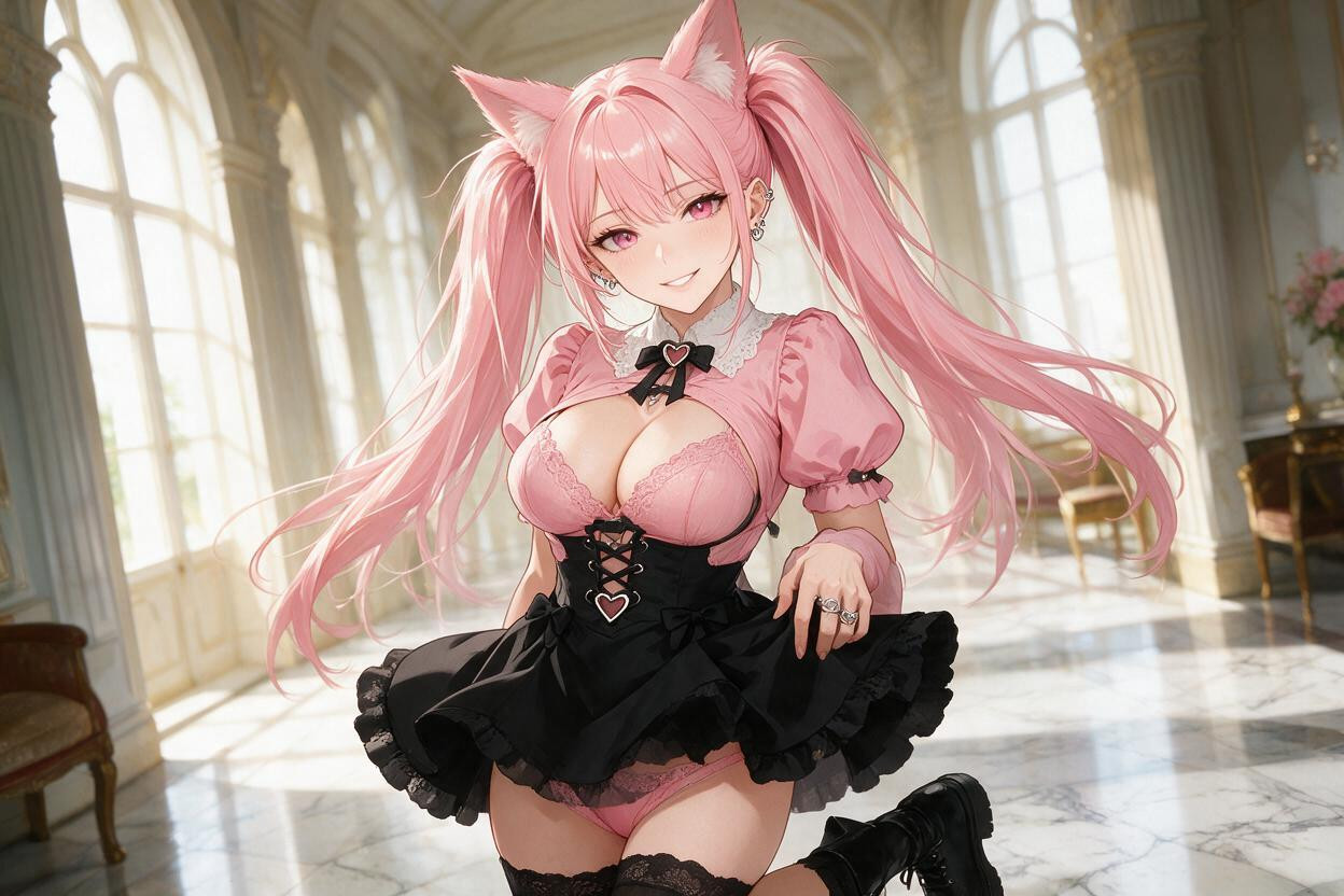 Fox Ears, Twintails, One Woman Hentai AI Porn