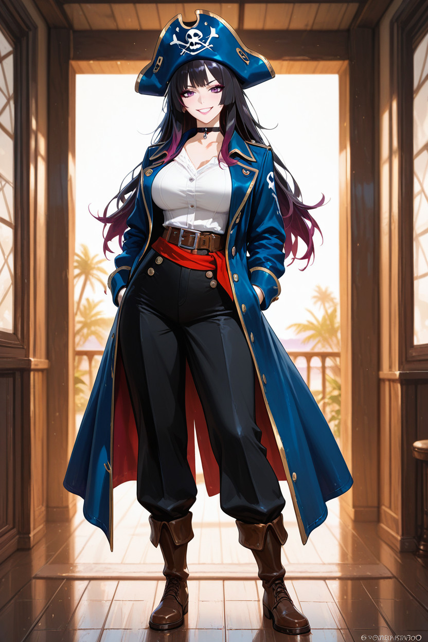 Solo, Pale Pink Lips, Red Sash Hentai IA