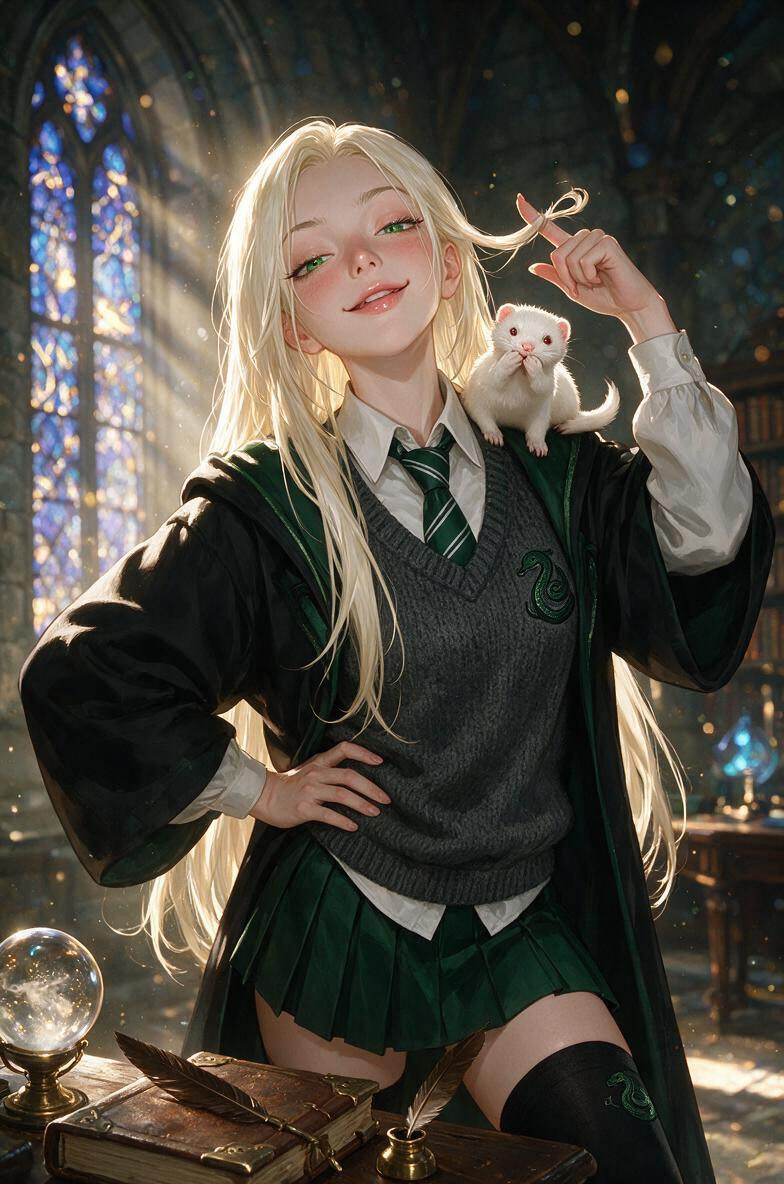 Puffy Sleeves, 18+, Green Pleated Skirt Hentai IA