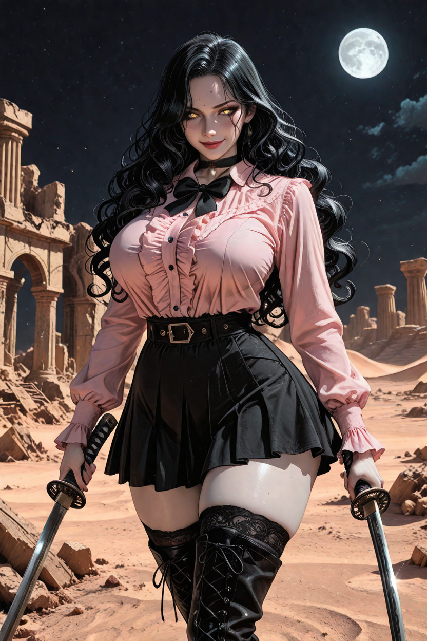 Dual-wielding Grip, Ruins, Gripping A Katana Hentai KI Porno