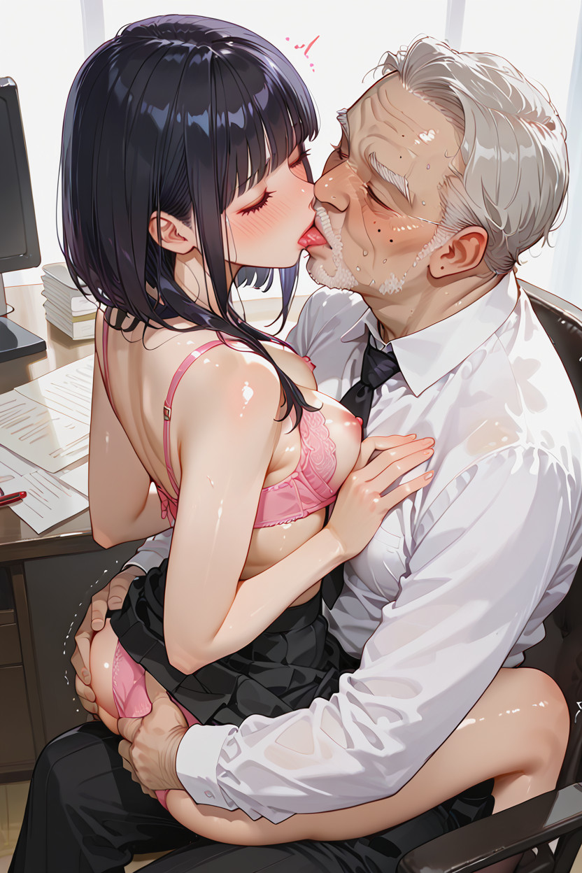 Pink Panties, Trembling, Female Sitting On Male's Lap 헨타이 AI 야짤