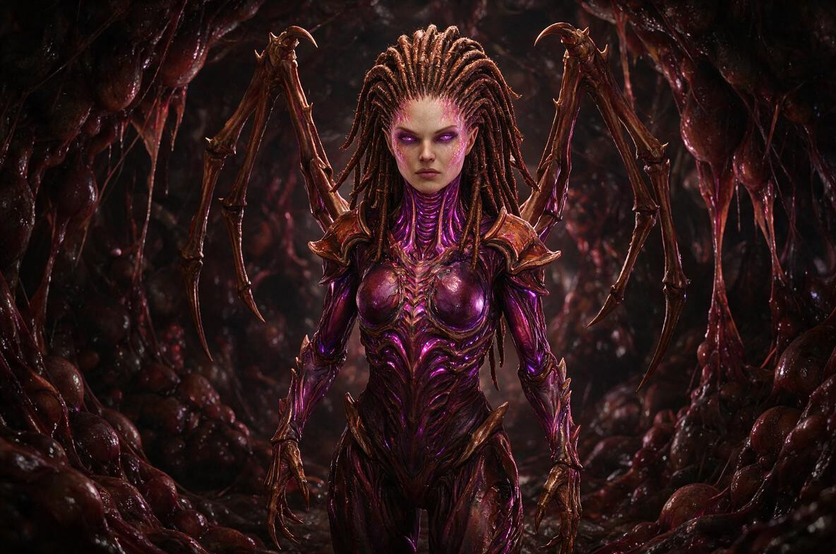 18+, Inspirada En La Cinemática De Zerus De Starcraft Ii Heart Of The Swarm, Estructura Facial Angulosa Y Afilada 헨타이 AI 야짤