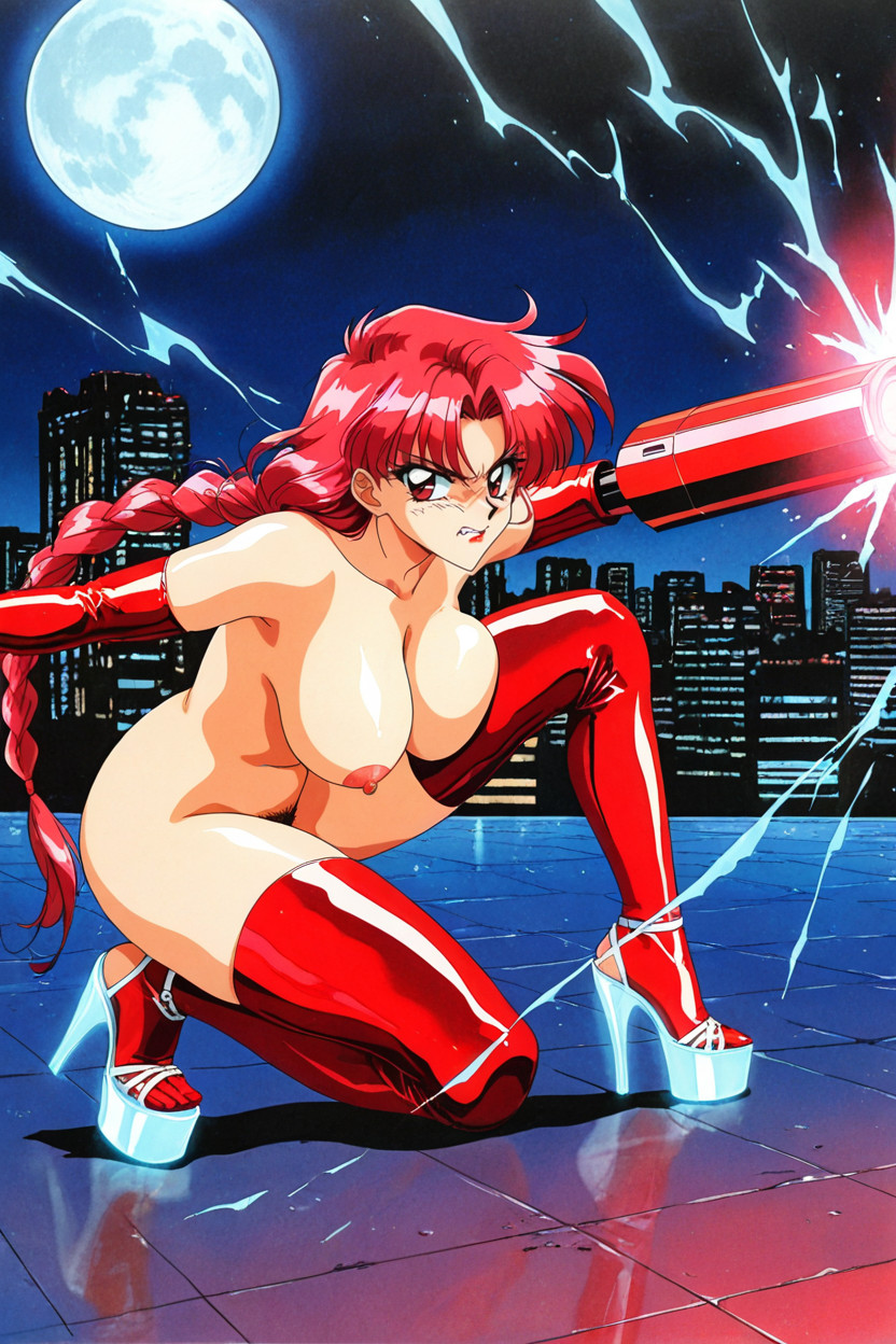 Beautiful, Night, Red Latex Stockings ヘンタイAIエロ