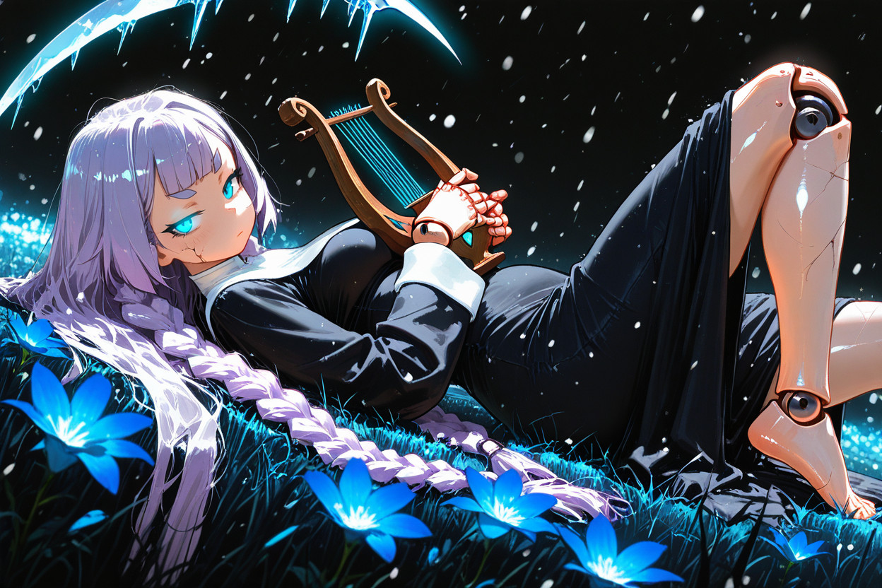 White Lyre, Stubby Eyebrows, Eyes Half-closed Porno IA Hentai