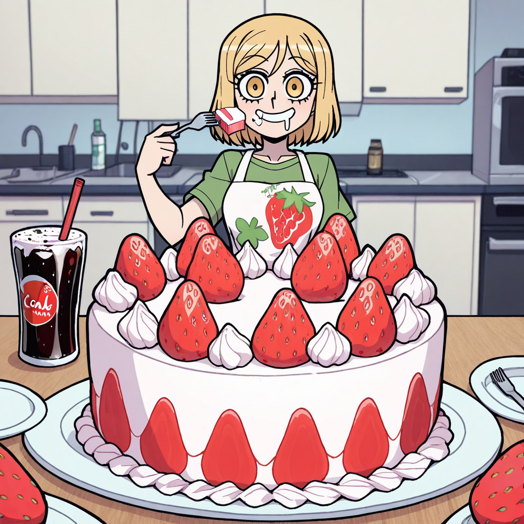Extreme Hyper Strawberry Cake, Enormous Strawberry Cake, Pechos Pequeños Hentai IA