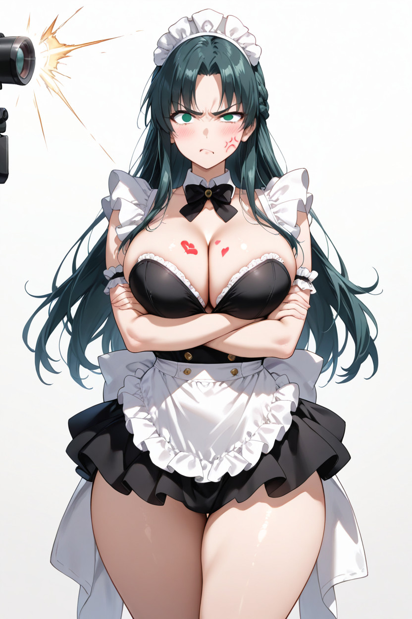 Standing Arms Crossed Beneath Breasts, Motion Effects, Simple Background Hentai IA