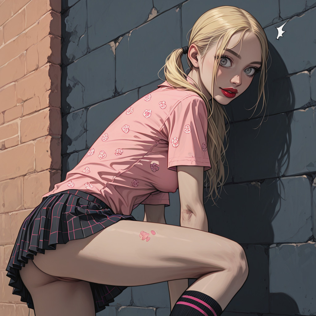 Big Lips, Vista Lateral, Blonde Hentai IA