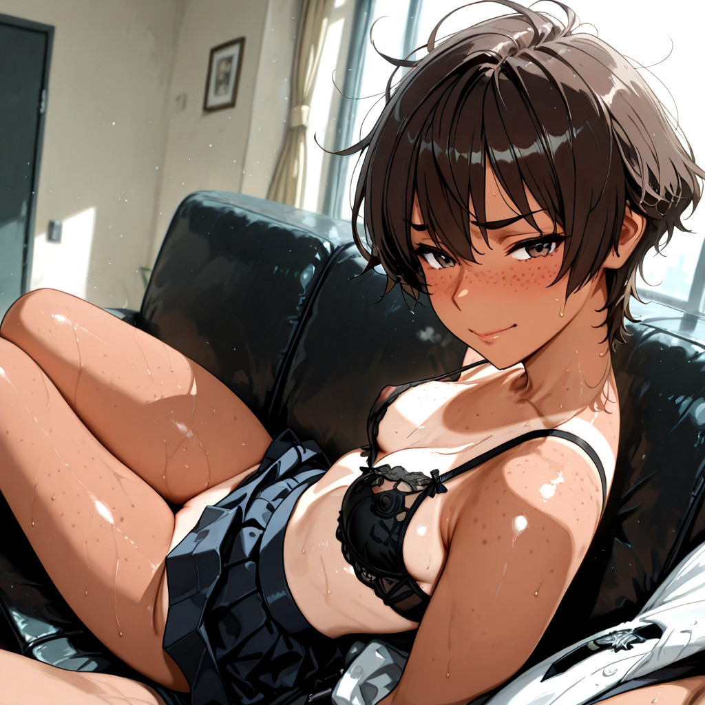 Petite Poitrine, 18+, Messy Hair Porno IA Hentai